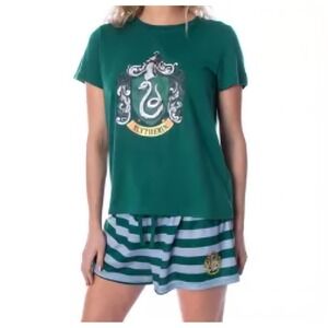 Harry Potter Slytherin Malfoy Pajama PJ Set Shirt And Shorts Sz. Small.A157‎